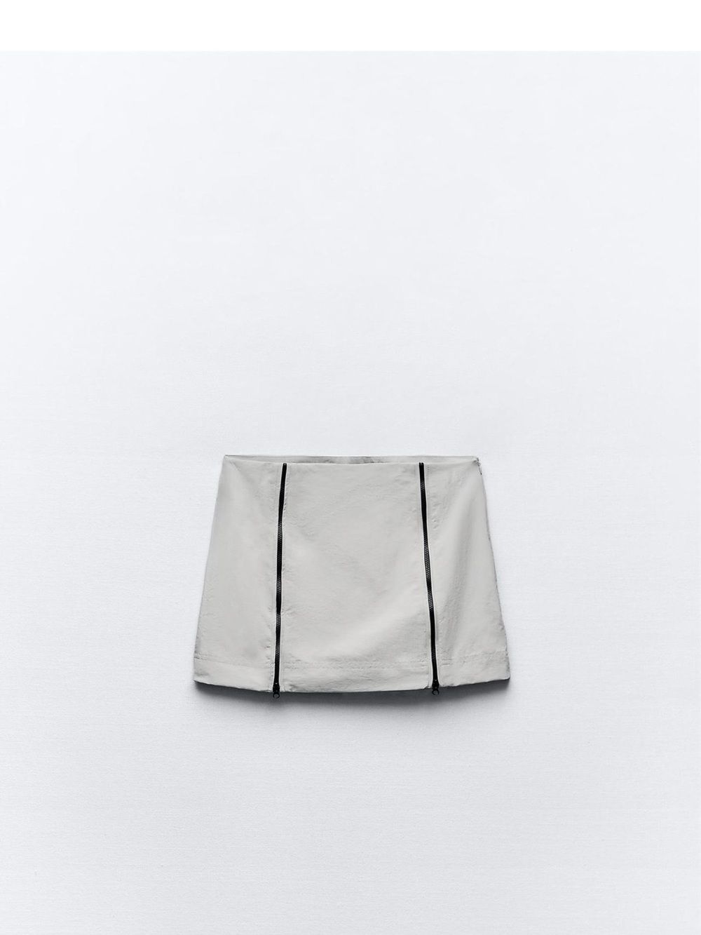 Zara Light Grey Zippered Nylon Mini Skirt